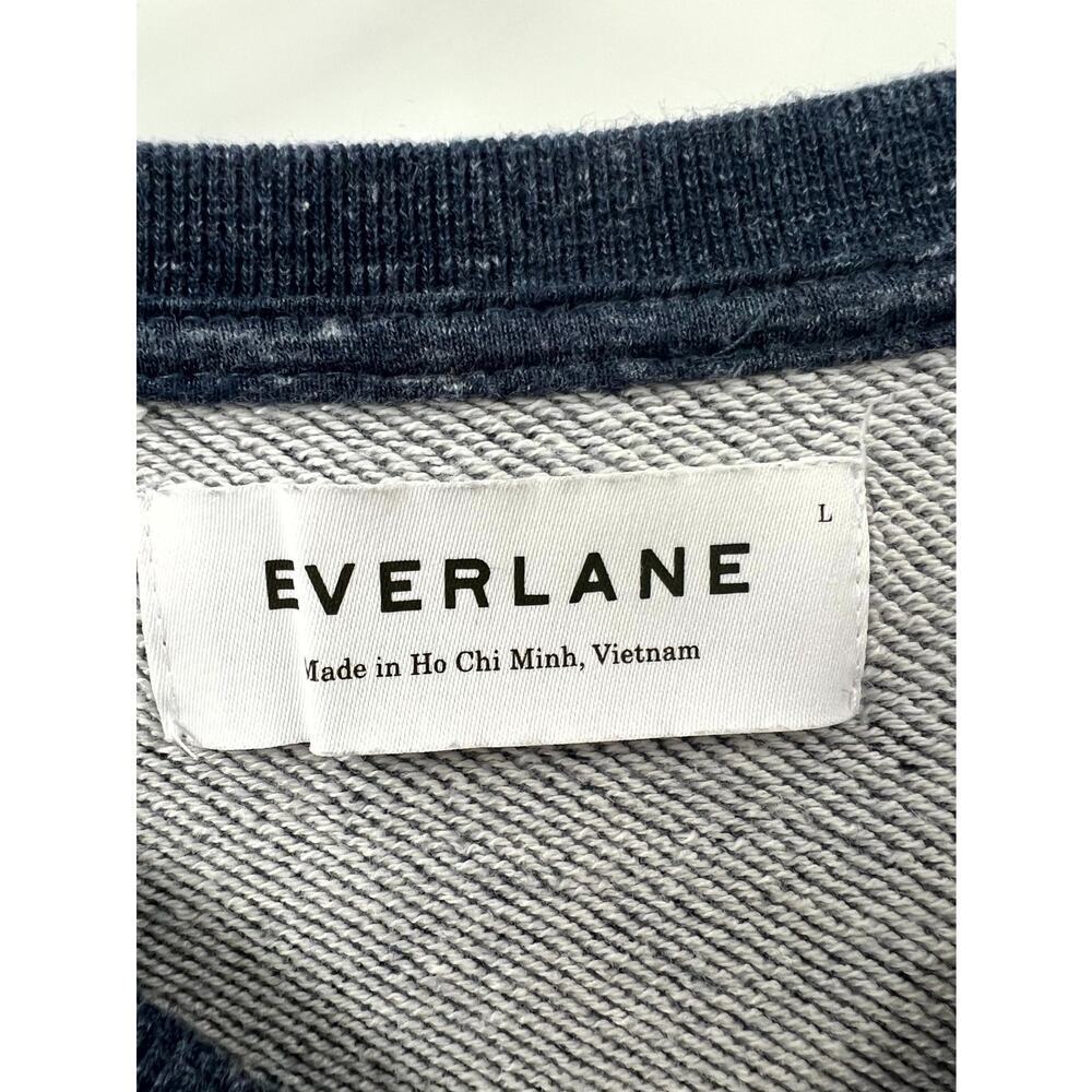 Everlane Women's Blue Heathered Cotton Long Sleeve Pullover Sweatshirt Sz Large - Picture 5 of 8